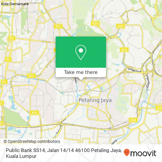 Public Bank SS14, Jalan 14 / 14 46100 Petaling Jaya map