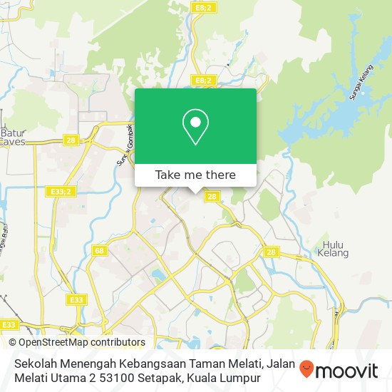 Sekolah Menengah Kebangsaan Taman Melati, Jalan Melati Utama 2 53100 Setapak map