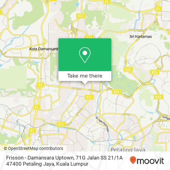 Peta Frisson - Damansara Uptown, 71G Jalan SS 21 / 1A 47400 Petaling Jaya