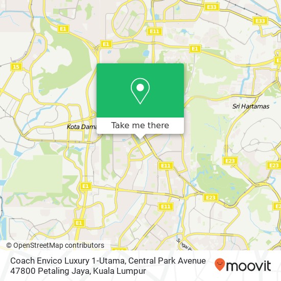 Coach Envico Luxury 1-Utama, Central Park Avenue 47800 Petaling Jaya map