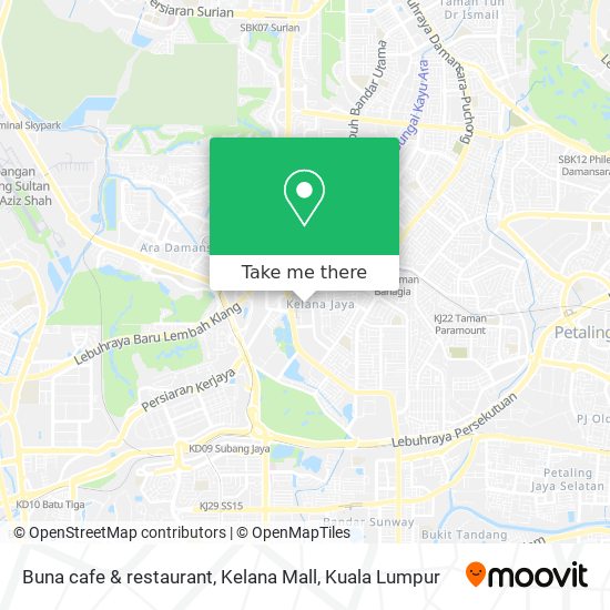 Buna cafe & restaurant, Kelana Mall map