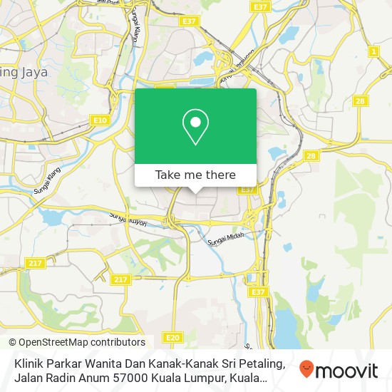 Peta Klinik Parkar Wanita Dan Kanak-Kanak Sri Petaling, Jalan Radin Anum 57000 Kuala Lumpur