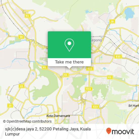 Peta sjk(c)desa jaya 2, 52200 Petaling Jaya