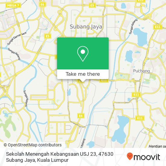 Sekolah Menengah Kebangsaan USJ 23, 47630 Subang Jaya map