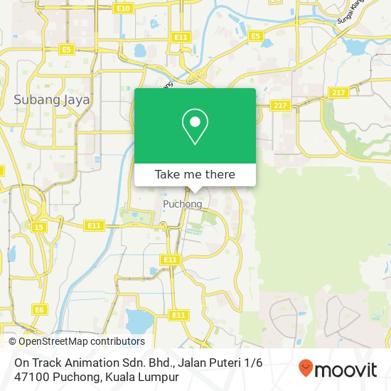 Peta On Track Animation Sdn. Bhd., Jalan Puteri 1 / 6 47100 Puchong