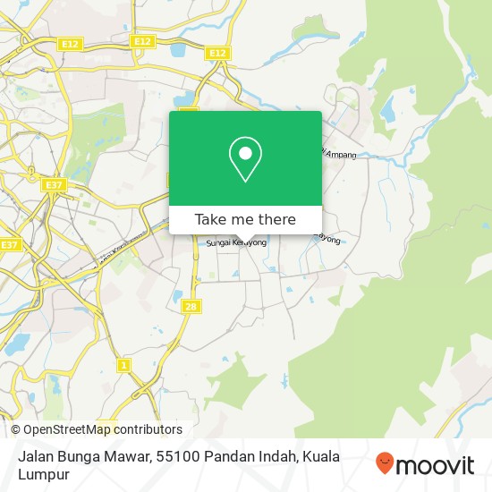 Peta Jalan Bunga Mawar, 55100 Pandan Indah