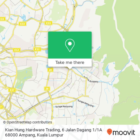 Kian Hung Hardware Trading, 6 Jalan Dagang 1 / 1A 68000 Ampang map