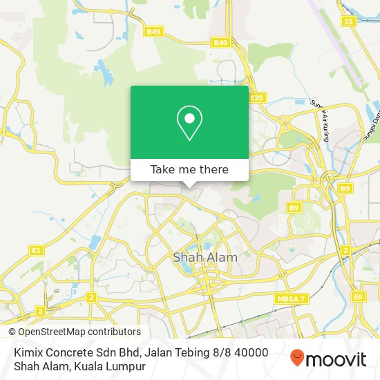 Peta Kimix Concrete Sdn Bhd, Jalan Tebing 8 / 8 40000 Shah Alam