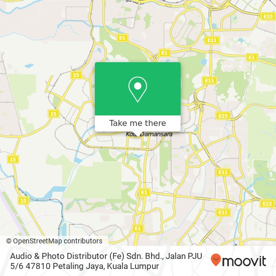 Audio & Photo Distributor (Fe) Sdn. Bhd., Jalan PJU 5 / 6 47810 Petaling Jaya map