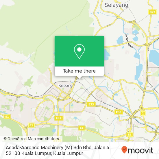 Peta Asada-Aaronco Machinery (M) Sdn Bhd, Jalan 6 52100 Kuala Lumpur