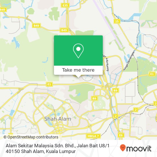 Alam Sekitar Malaysia Sdn. Bhd., Jalan Bait U8 / 1 40150 Shah Alam map