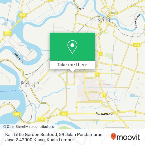 Kali Little Garden Seafood, 89 Jalan Pandamaran Jaya 2 42000 Klang map
