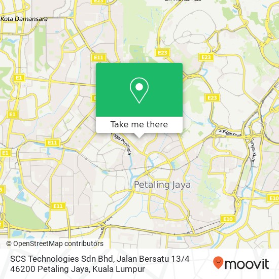 Peta SCS Technologies Sdn Bhd, Jalan Bersatu 13 / 4 46200 Petaling Jaya