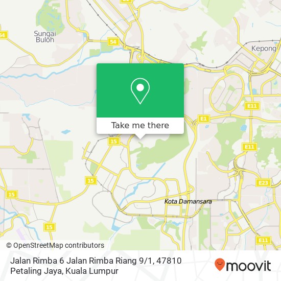 Peta Jalan Rimba 6 Jalan Rimba Riang 9 / 1, 47810 Petaling Jaya