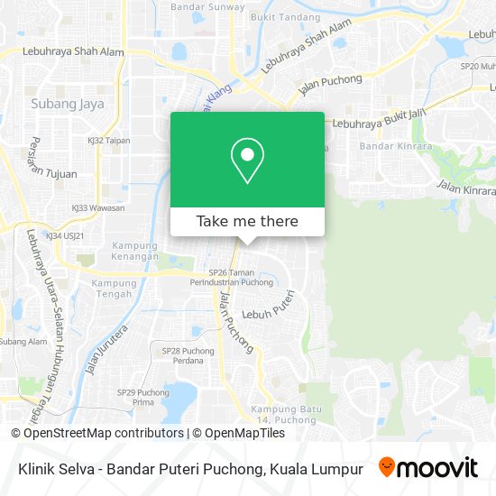 Peta Klinik Selva - Bandar Puteri Puchong