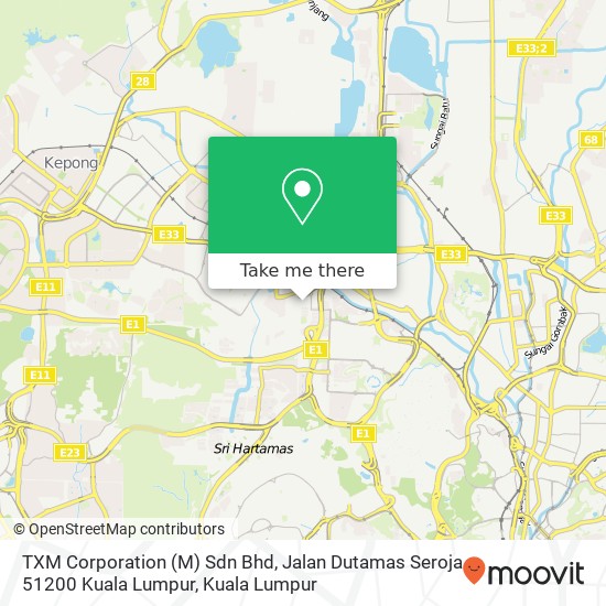 TXM Corporation (M) Sdn Bhd, Jalan Dutamas Seroja 51200 Kuala Lumpur map