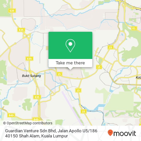 Peta Guardian Venture Sdn Bhd, Jalan Apollo U5 / 186 40150 Shah Alam