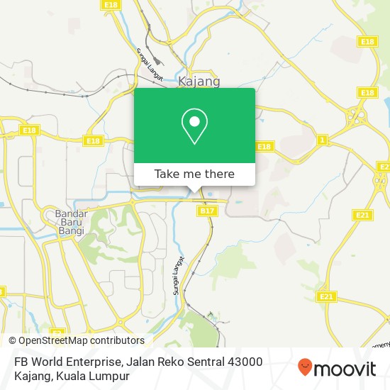 Peta FB World Enterprise, Jalan Reko Sentral 43000 Kajang
