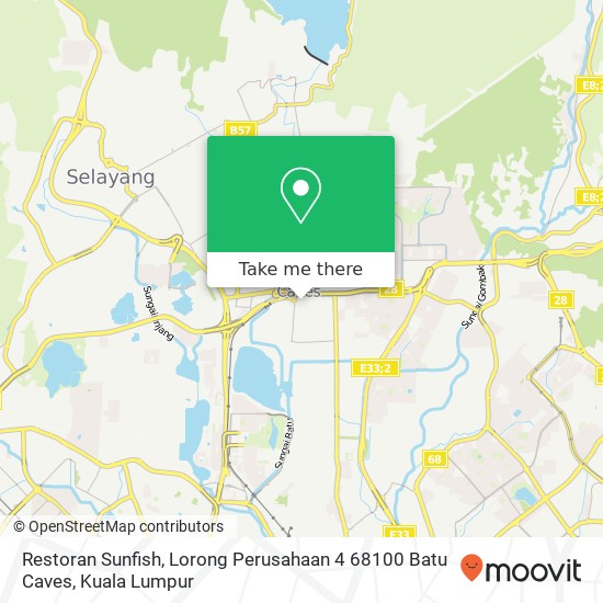 Peta Restoran Sunfish, Lorong Perusahaan 4 68100 Batu Caves