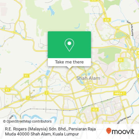 R.E. Rogers (Malaysia) Sdn. Bhd., Persiaran Raja Muda 40000 Shah Alam map