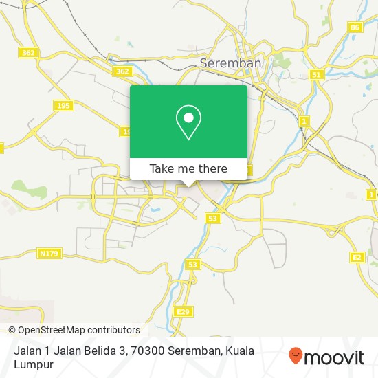 Peta Jalan 1 Jalan Belida 3, 70300 Seremban