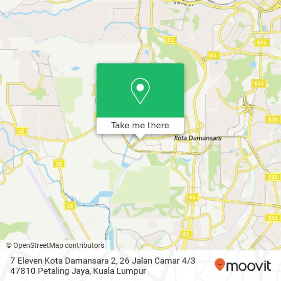 Peta 7 Eleven Kota Damansara 2, 26 Jalan Camar 4 / 3 47810 Petaling Jaya