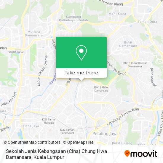 Peta Sekolah Jenis Kebangsaan (Cina) Chung Hwa Damansara