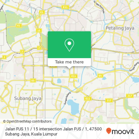 Peta Jalan PJS 11 / 15 intersection Jalan PJS / 1, 47500 Subang Jaya