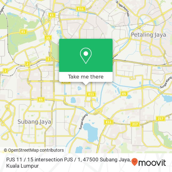 Peta PJS 11 / 15 intersection PJS / 1, 47500 Subang Jaya