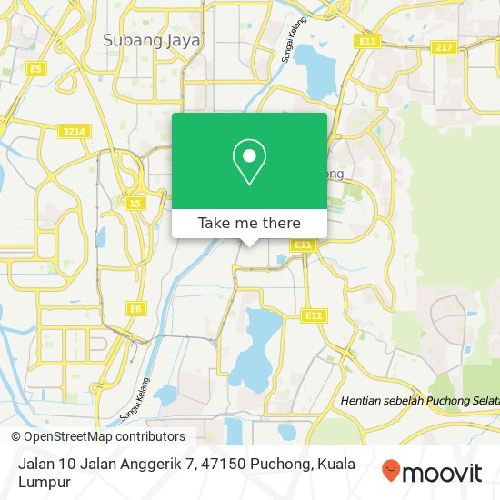 Peta Jalan 10 Jalan Anggerik 7, 47150 Puchong