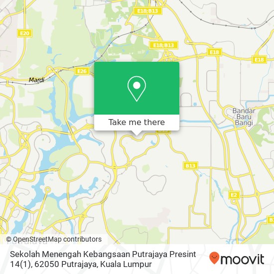 Peta Sekolah Menengah Kebangsaan Putrajaya Presint 14(1), 62050 Putrajaya