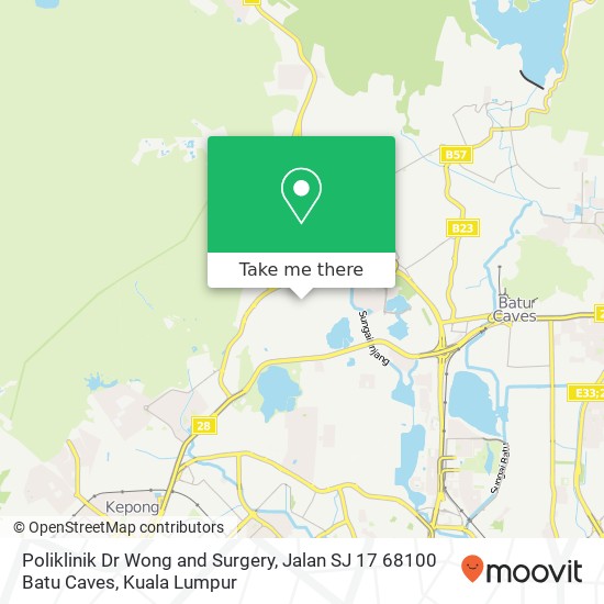Peta Poliklinik Dr Wong and Surgery, Jalan SJ 17 68100 Batu Caves
