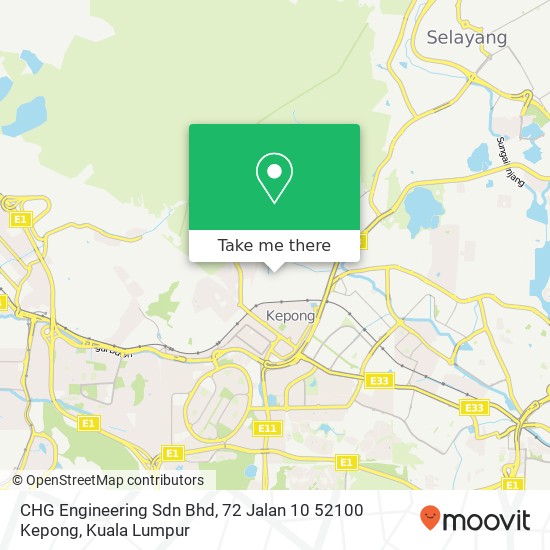 Peta CHG Engineering Sdn Bhd, 72 Jalan 10 52100 Kepong