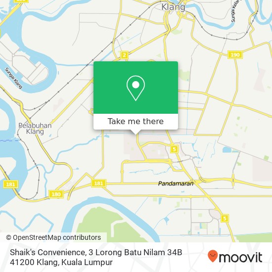 Peta Shaik's Convenience, 3 Lorong Batu Nilam 34B 41200 Klang