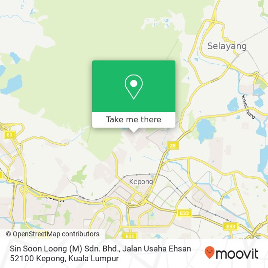 Sin Soon Loong (M) Sdn. Bhd., Jalan Usaha Ehsan 52100 Kepong map