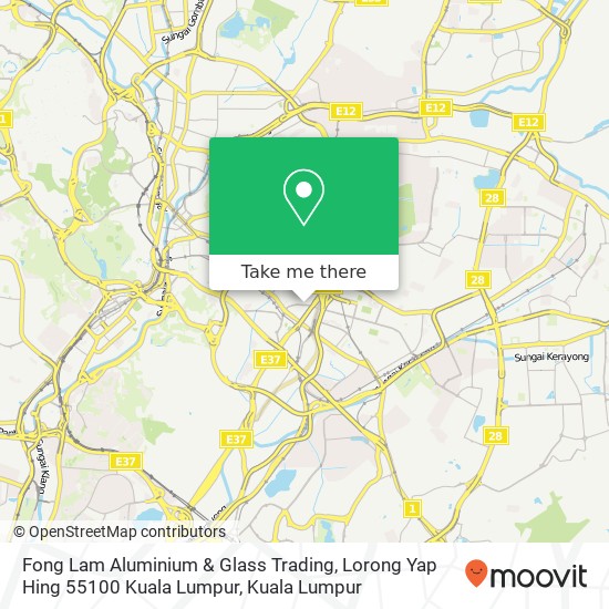 Fong Lam Aluminium & Glass Trading, Lorong Yap Hing 55100 Kuala Lumpur map