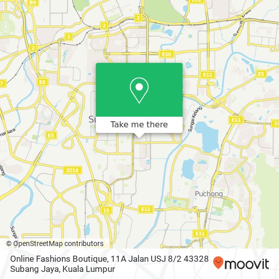 Online Fashions Boutique, 11A Jalan USJ 8 / 2 43328 Subang Jaya map