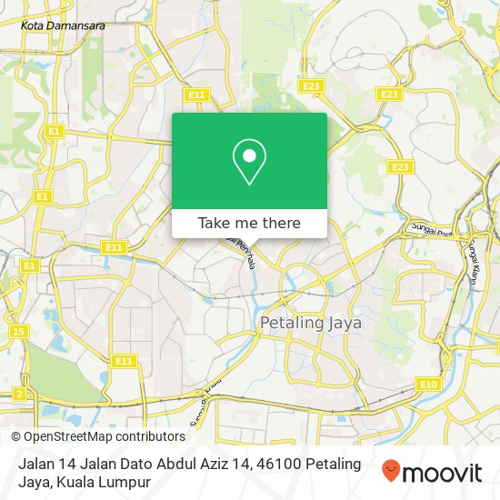 Peta Jalan 14 Jalan Dato Abdul Aziz 14, 46100 Petaling Jaya