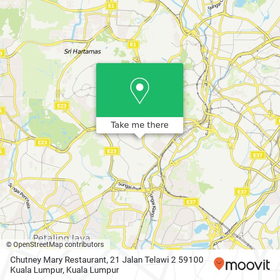 Chutney Mary Restaurant, 21 Jalan Telawi 2 59100 Kuala Lumpur map