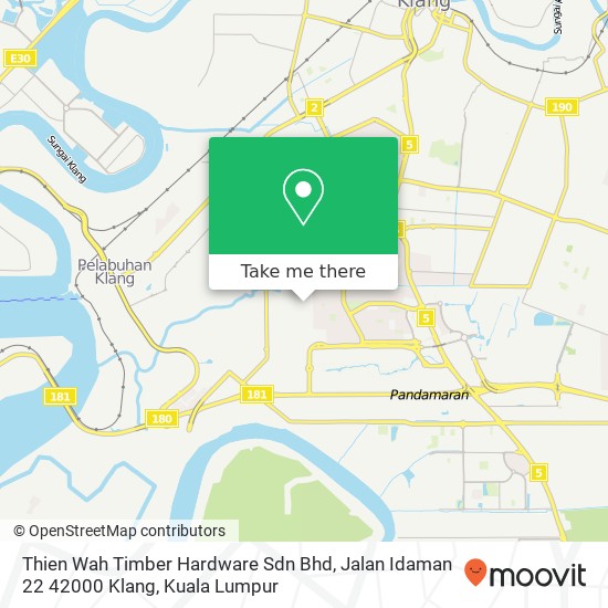 Peta Thien Wah Timber Hardware Sdn Bhd, Jalan Idaman 22 42000 Klang