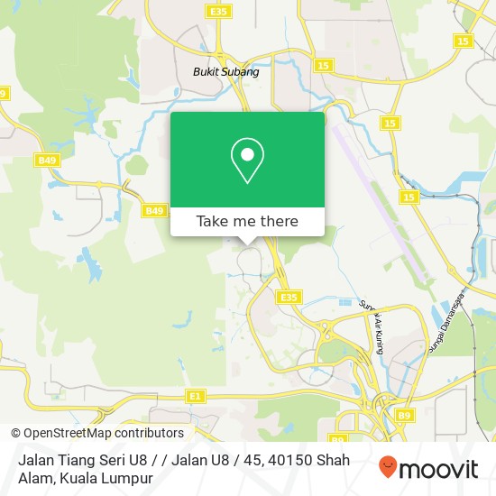 Peta Jalan Tiang Seri U8 / / Jalan U8 / 45, 40150 Shah Alam