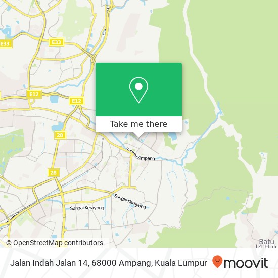 Peta Jalan Indah Jalan 14, 68000 Ampang