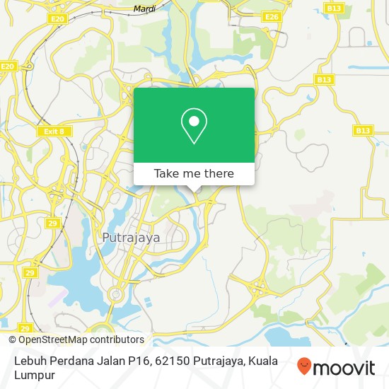 Peta Lebuh Perdana Jalan P16, 62150 Putrajaya