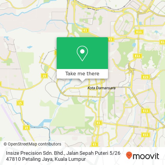Peta Insize Precision Sdn. Bhd., Jalan Sepah Puteri 5 / 26 47810 Petaling Jaya