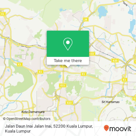 Peta Jalan Daun Inai Jalan Inai, 52200 Kuala Lumpur