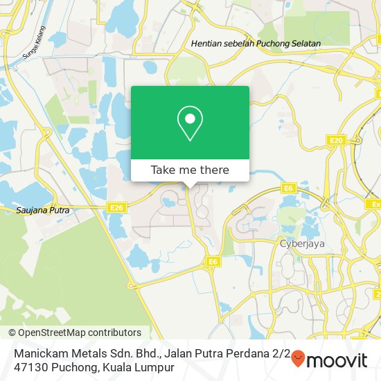 Manickam Metals Sdn. Bhd., Jalan Putra Perdana 2 / 2 47130 Puchong map