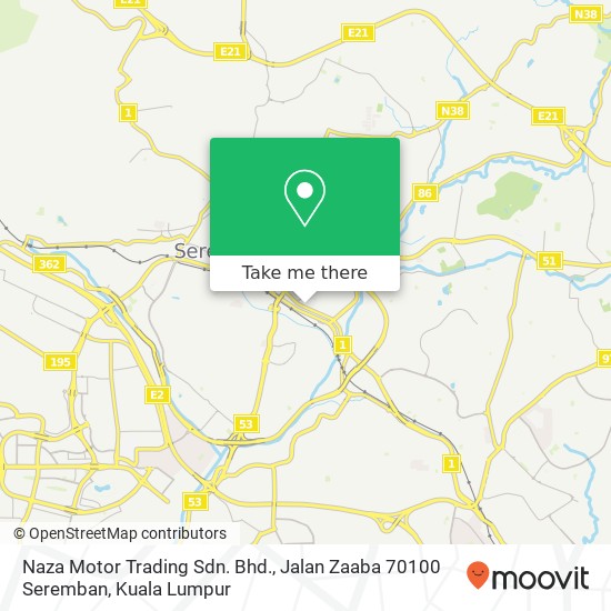 Naza Motor Trading Sdn. Bhd., Jalan Zaaba 70100 Seremban map