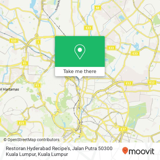Peta Restoran Hyderabad Recipe's, Jalan Putra 50300 Kuala Lumpur