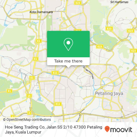 Peta Hoe Seng Trading Co, Jalan SS 2 / 10 47300 Petaling Jaya