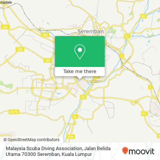 Malaysia Scuba Diving Association, Jalan Belida Utama 70300 Seremban map